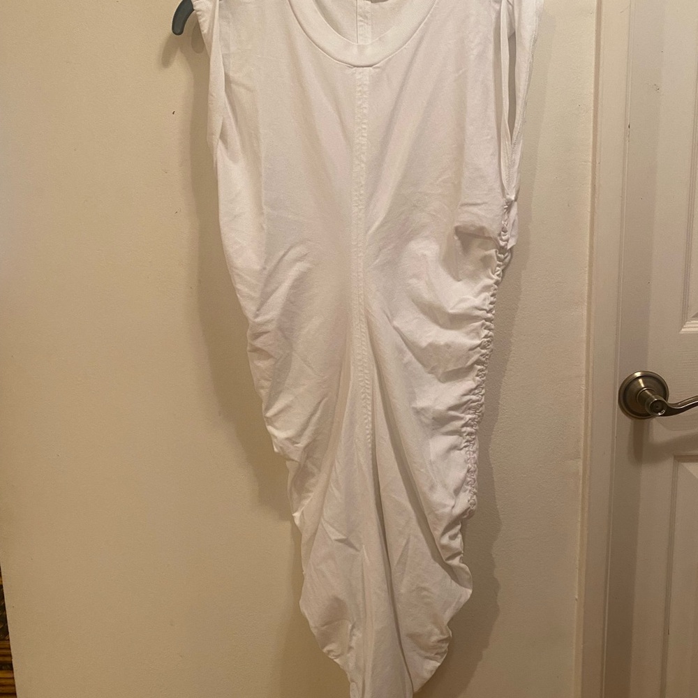 White Sleeveless Ruched Bodycon Dress
